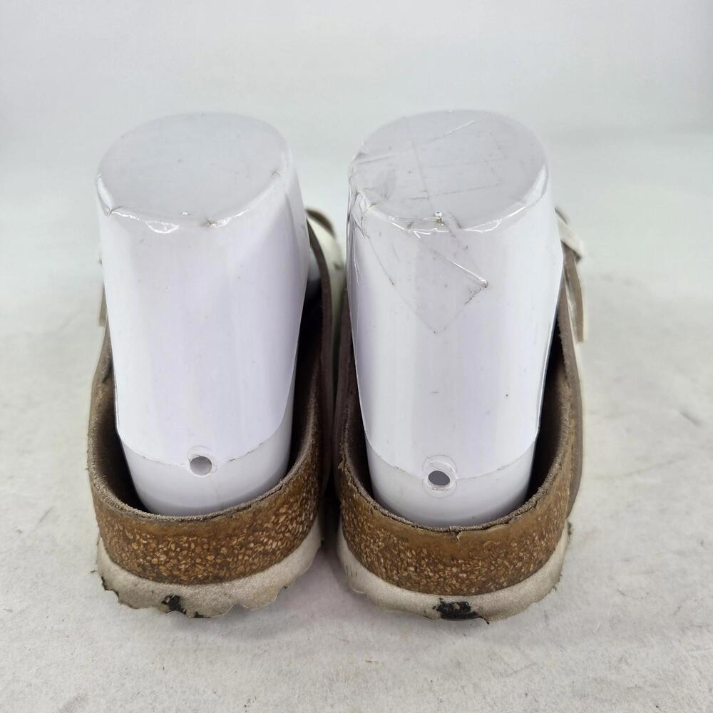 Birkenstock Arizona Soft Footbed Sandals Size 36 White Leather Buckle Slide - Picture 5 of 11